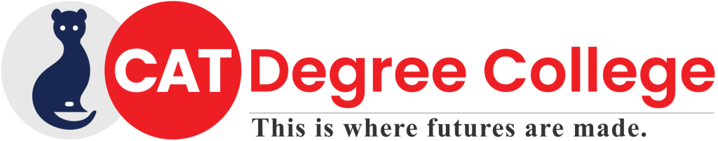 CAT Degree College official white logo on transparent background